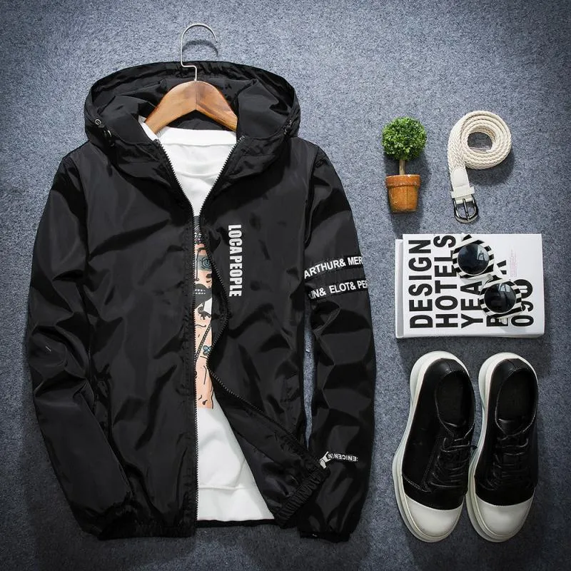 Men's Spring/Autumn Hooded Windbreaker | Plus Size