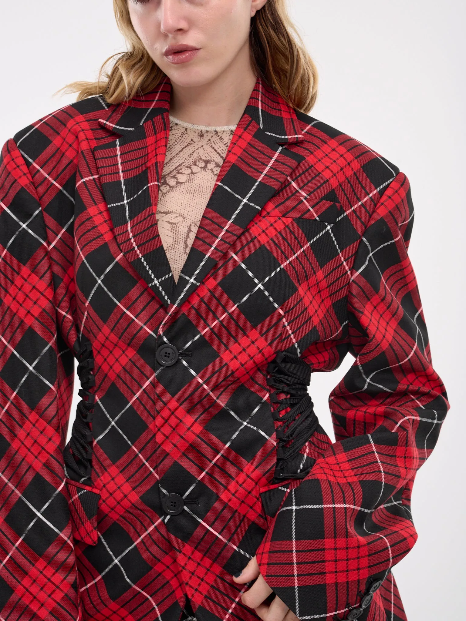 The Tartan Suit Jacket (F-VE074P-C062-300001-RED-MULTI)